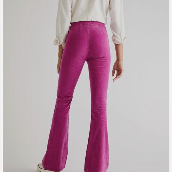 We The Free Jayde Cord Flare Jeans by Free People || MAGENTA - Picture 2 of 6